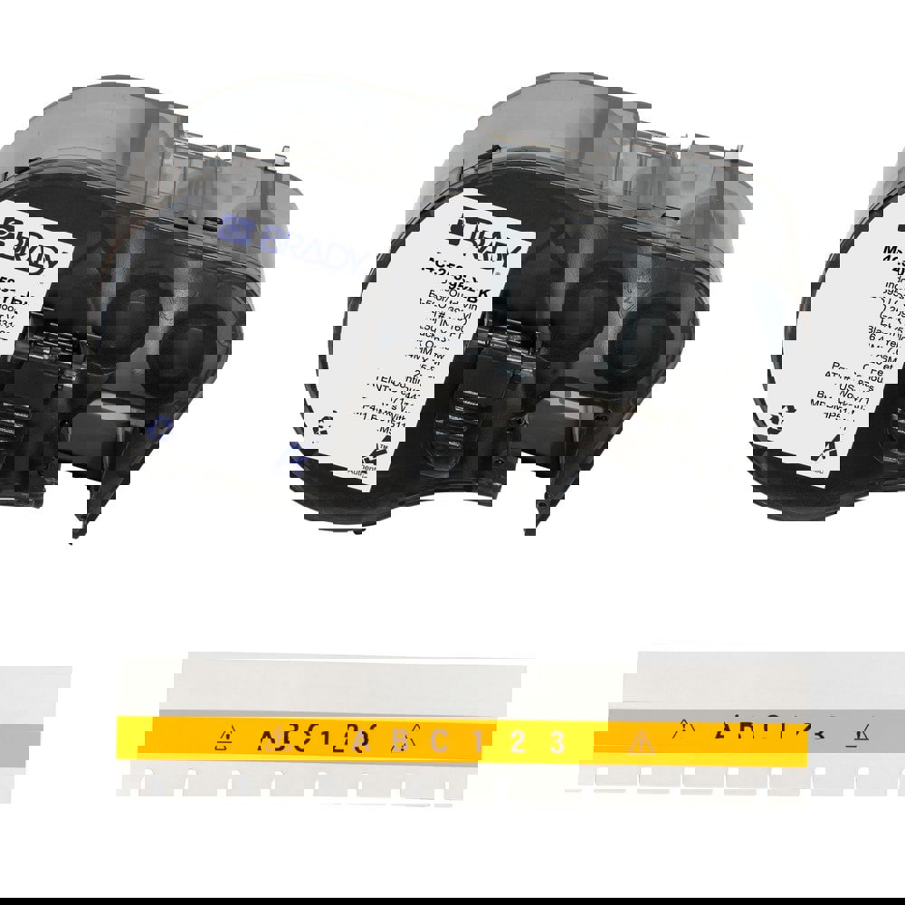 Labels, Ribbons & Tapes; Application: Label Printer Cartridge ; Type: Label Printer Cartridge ; Color Family: Yellow ; Color: Black on Yellow ; For Use With: BMP41; BMP51; BMP53; M511 ; Material: Vinyl
